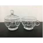 Princess House Heritage Etched Glass Creamer Jug & Sugar Bowl 