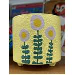 Holly Floral Planter Pot - Yellow