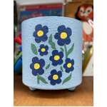 Holly Floral Planter Pot - Blue