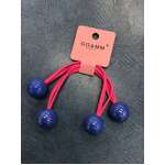 Retro Bobble Hair Ties - Pink Bauble Blue Tie