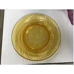 VINTAGE Amber Glass Plate - Rose Pattern - 22.3 cm Diameter 