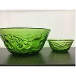 RETRO Fidenza Italy Green Glass Bowl - Textured - Fruit - Large & Small 