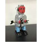 Red Face Robot Wind Up Tin Toy - 15 cm Tall 