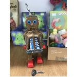 Wind Up Tin Toy - Gold Space Robot - 20 cm