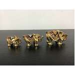 Enamelled Elephant Trunk Up Trinket Box Set of 3