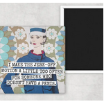 Jerk Off - Funny Square Fridge Magnet