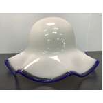 VINTAGE Milk Glass Light Lamp Shade | Blue Ruffled Rim
