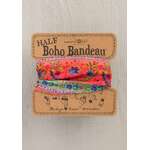 Natural Life Half Boho Bandeau | Coral Floral Stripe | Headband Hair Scarf
