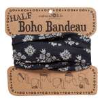 Natural Life Half Boho Bandeau | Black Floral | Headband Hair Scarf