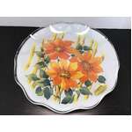 RETRO Chance Glass Plate | Ruffled Rim Orange Floral | 21 cm Diameter