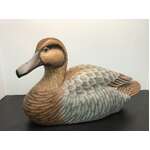 VINTAGE Wooden Hand Painted Duck Decoy Ornament | Glass Eyes | Signed 