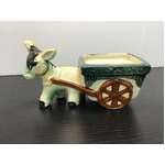 VINTAGE Ceramic Donkey & Cart Ornament