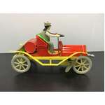 Red Chauffeur Driven Car Wind Up Tin Toy | Collectable Retro