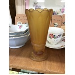VINTAGE Crown Crystal Vase Frosted Amber