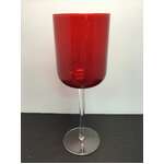 Ruby Red Wine Glass w Clear Stem