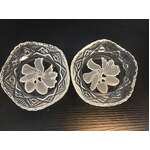 VINTAGE Crystal Jam Dishes x 2 | Reverse Etched Fruit Motif | 10.5 cm Diameter