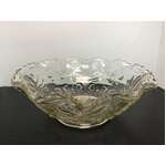 VINTAGE Pressed Glass Bowl | Ruffled Rim | 24 cm Diameter 