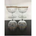 ANTIQUE Etched Gold Band Drinking Glasses - Short Footed - Lot of 4