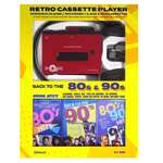 RETRO Red Cassette Player Set | 3 x 80's & 90's Tapes | w Bluetooth & USB Charging