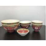 Jingdezhen Mun Shou Bowls | Mixed Lot of 7 | Famille Rose