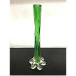 RETRO Elephant Foot Bud Vase - Green w Clear Base - 28.5 cm