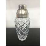 VINTAGE Cut Crystal Cocktail Shaker with Metal Strainer & Lid 