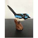 Ceramic Blue Wren - 10 cm Tall - Hand Painted 
