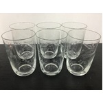 VINTAGE Drinking Glasses Tumblers - Etched Floral Design x 6