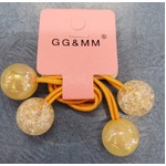 Retro Bobble Hair Ties - Yellow Glitter