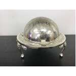 VINTAGE Roll-Top Butter Dish - Glass & Chrome