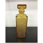 VINTAGE Amber Glass Decanter - Diamond Pattern Square