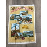 VINTAGE Australian Pictorial Souvenir Tea Towel - Polish Linen 