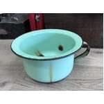 VINTAGE Green Enamel Chamber Pot - Potty - Rustic