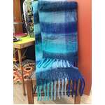 Fluffy Oversized Scarf - Dark Blue Plaid - Winter Warmth