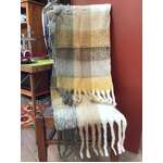Fluffy Oversized Scarf - Mustard & Grey Plaid - Winter Warmth