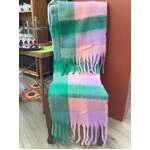 Fluffy Oversized Scarf - Pink & Green Plaid - Winter Warmth
