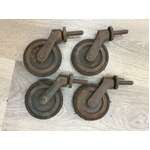 VINTAGE Castor Wheels x 4 - Patented - Metal & Rubber 