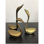 VINTAGE Brass Swans - Lot of 3 - Miniature 