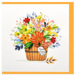 Happy Birthday Flowers Greeting Card - Handmade Quilling - Blank