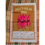 VINTAGE 1988 Calander Tea Towel - Sturt Desert Pea Australia 