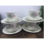 VINTAGE Portland Pottery Tea Cup Trios x 4 - Pale Green Floral