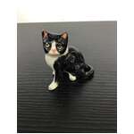 Ceramic Cat Ornament - Sitting - Black & White - 3.5 cm
