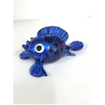 Glass Fish Ornament - Blue Puffy Fish - Hand Blown & Painted - 3 cm