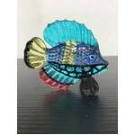 Glass Fish Ornament - Blue & Yellow - Hand Blown & Painted - 5.5 cm