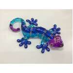 Glass Gecko Ornament - Blue & Purple - Hand Blown & Painted - 12.5 cm