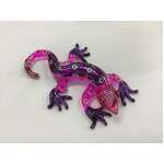 Glass Gecko Ornament - Pink & Purple - Hand Blown & Painted - 10 cm