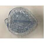 VINTAGE Bagley Glass Rose Leaf Serving Plate - Blue Satin Glass