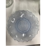 VINTAGE Bagley Glass Rose Leaf Serving Plate - Blue Satin Glass