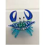 Glass Crab Ornament - Blue & Green - Hand Blown & Painted - 4.5 cm