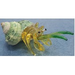 Glass Hermit Crab Ornament - Yellow & Green - Hand Blown & Painted - 7.5cm